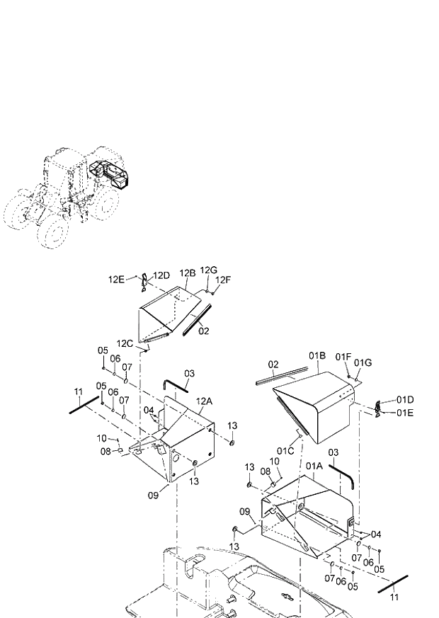 Схема запчастей Hitachi ZW220 - 057_FLOOR BOARD(5) (000253-004999, 005256-). 03 CHASSIS