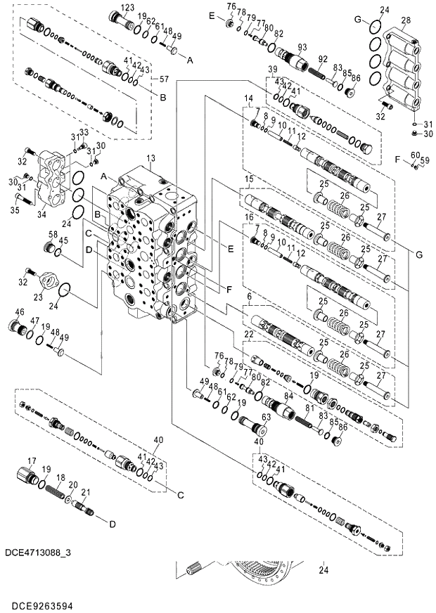 Схема запчастей Hitachi ZX470LCH-5G - 003 VALVE;CONTROL (3-4) 03 VALVE