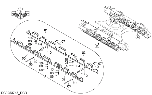 Схема запчастей Hitachi ZX200LC-5G - 003_1 FULL-LENGTH TRACK GUARD LC 11 UNDERCARRIAGE