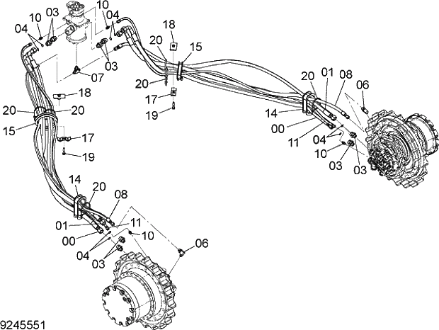 Схема запчастей Hitachi ZX210LCK-5G - 019 TRAVEL PIPING 11 UNDERCARRIAGE