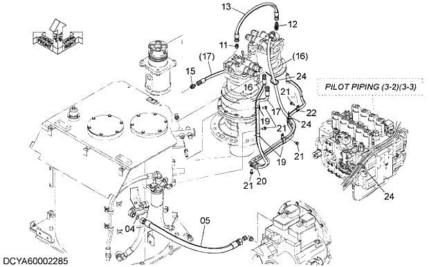Схема запчастей Hitachi ZX470R-5G - 006 DRAIN PIPING (1) 05 HYDRAULIC PIPING