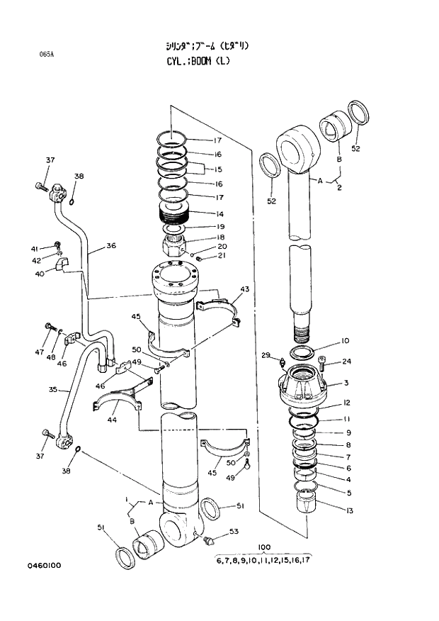 Схема запчастей Hitachi EX400 тип А - 065 CYL.;BOOM (L). 04 CYLINDER