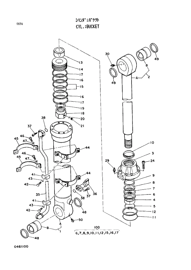 Схема запчастей Hitachi EX400 тип А - 069 CYL.;BUCKET. 04 CYLINDER