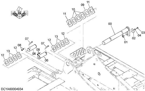 Схема запчастей Hitachi ZX210LCK-5G - 003 BOOM FOOT PIN 01 FRAME,COVER