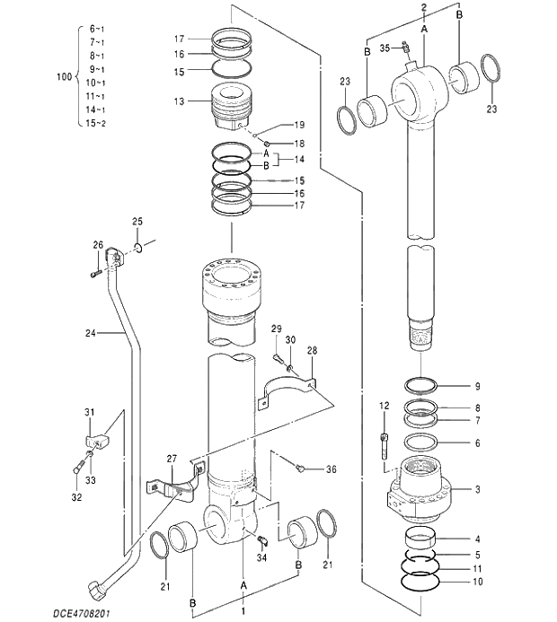 Схема запчастей Hitachi ZX250K-5G - 004 CYL.;BUCKET 05 CYLINDER