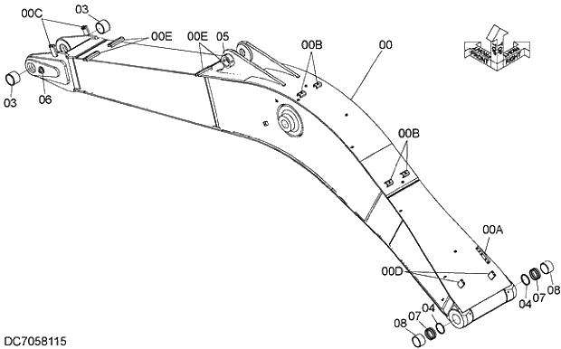Схема запчастей Hitachi ZX250LCH-5G - 001 BOOM 12 FRONT-END ATTACHMENTS