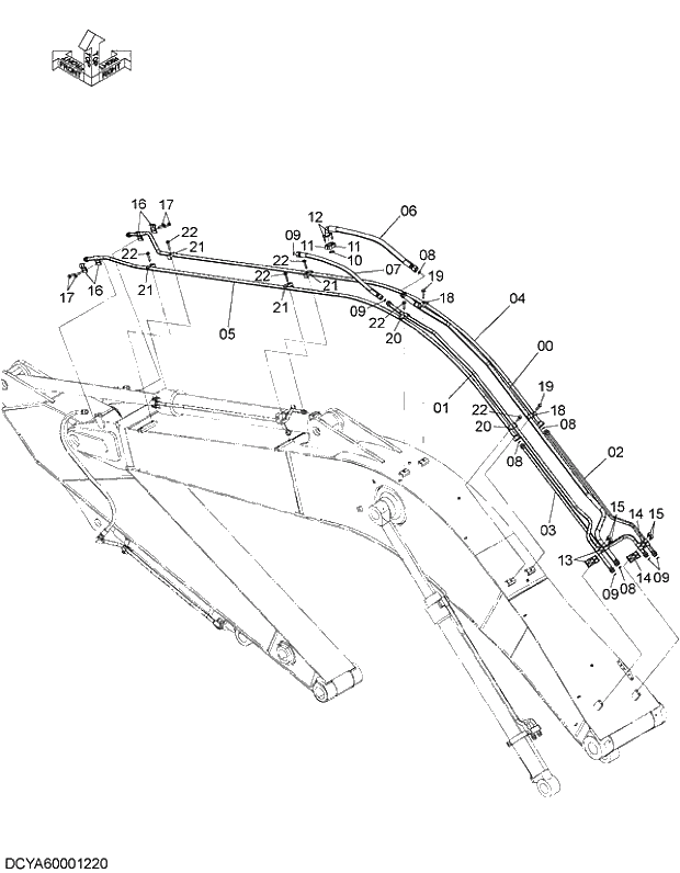 Схема запчастей Hitachi ZX250LCK-5G - 016 FRONT PIPING (BOOM) 12 FRONT-END ATTACHMENTS