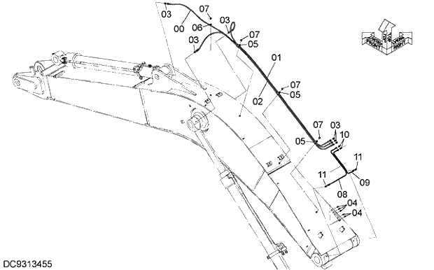 Схема запчастей Hitachi ZX250K-5G - 024 LUBRICATE PIPING (BOOM) 12 FRONT-END ATTACHMENTS