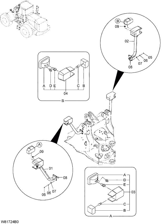 Схема запчастей Hitachi ZW310A - 021 HEAD LIGHT (H3J,HEJ)(CLF002). 05 ELECTRICAL SYSTEM