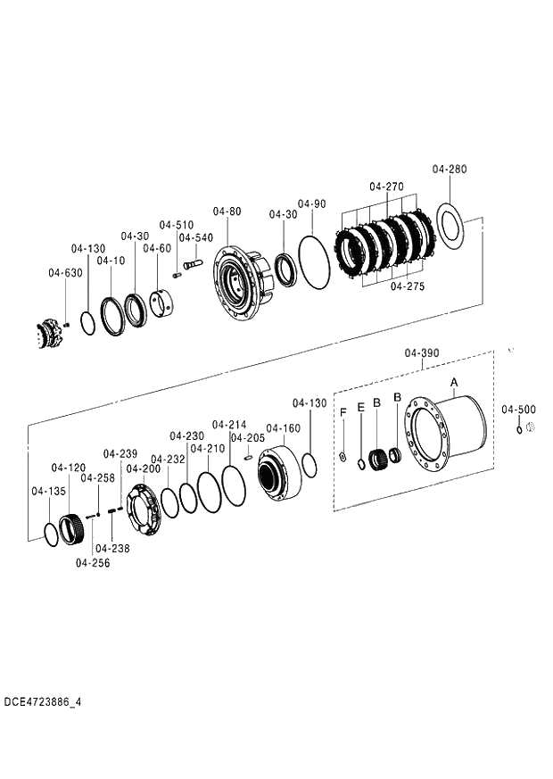 Схема запчастей Hitachi ZX140W-3 - 464 AXLE REAR (4-12) ( CEB CED 005001-, CEA 050001-). 06 POWER TRAIN