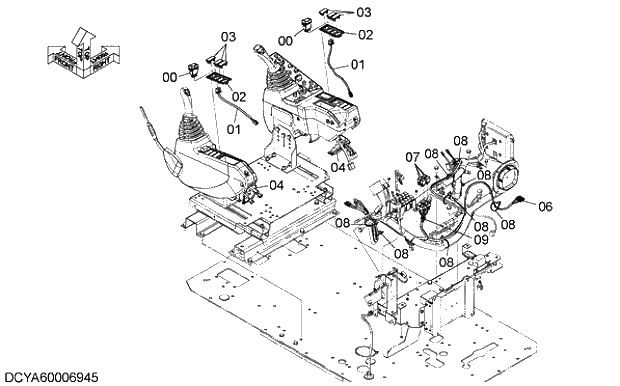 Схема запчастей Hitachi ZX350LCK-5G - 014 ELECTRIC CONTROL PARTS 07 ELECTRIC SYSTEM