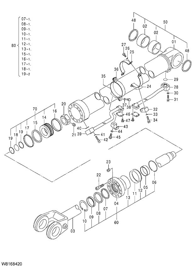 Схема запчастей Hitachi ZW220 - 275_CYLINDER LIFT (L) (000101-004999, 005101-). 04 CYLINDER
