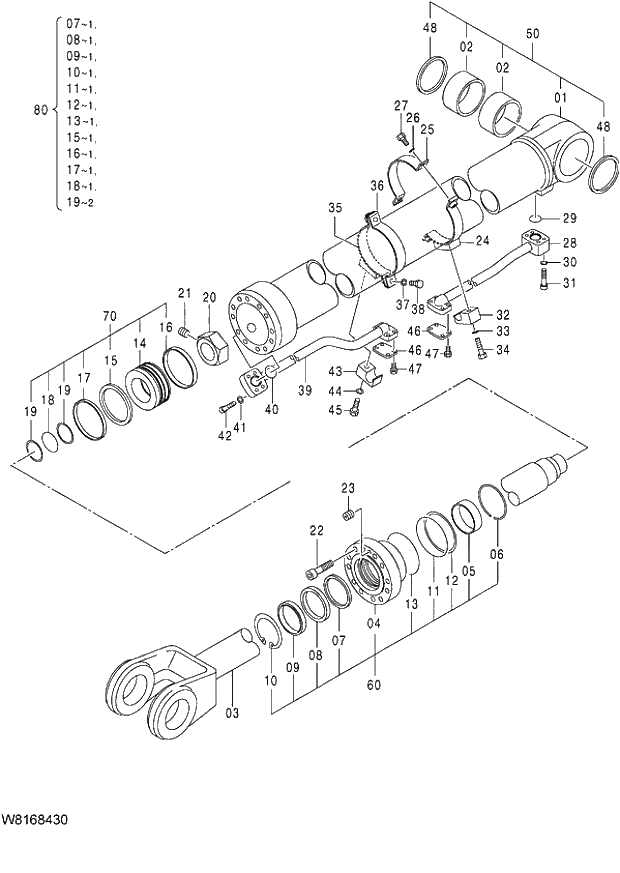 Схема запчастей Hitachi ZW220 - 276_CYLINDER LIFT (R) (000101-004999, 005101-). 04 CYLINDER