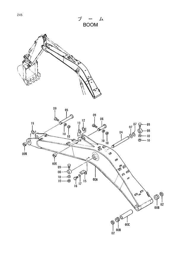 Схема запчастей Hitachi EX220-3 - 245 BOOM. 03FRONT