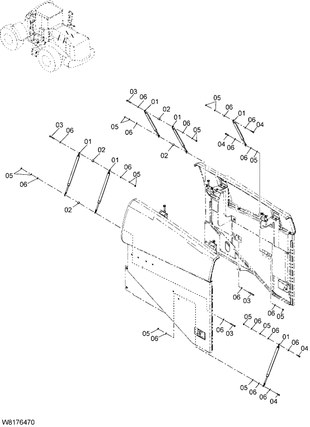 Схема запчастей Hitachi ZW310 - 016 GAS SPRING(WITH FULL REAR FENDER)(FRF). 03 CHASSIS