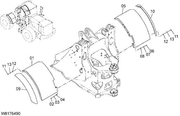 Схема запчастей Hitachi ZW310 - 018 FLOOR BOARD(1)(6AJ,HAJ,HEJ)(STD AND FFR001). 03 CHASSIS