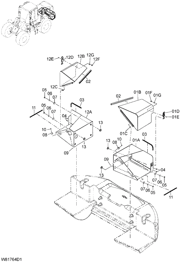 Схема запчастей Hitachi ZW310A - 027 FLOOR BOARD(5). 03 CHASSIS