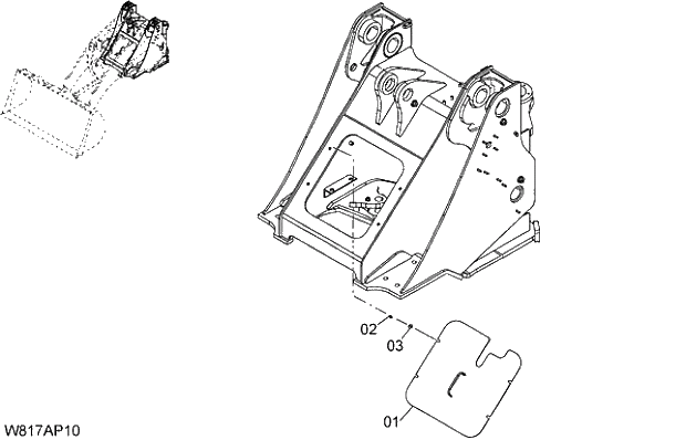 Схема запчастей Hitachi ZW310 - 031 FRONT FRAME COVER(FOR 2-SPOOL)(AP2). 03 CHASSIS