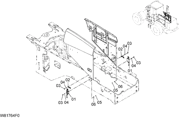 Схема запчастей Hitachi ZW310 - 033 SIDE PANEL(WITH OUTER LOCK)(SLK). 03 CHASSIS