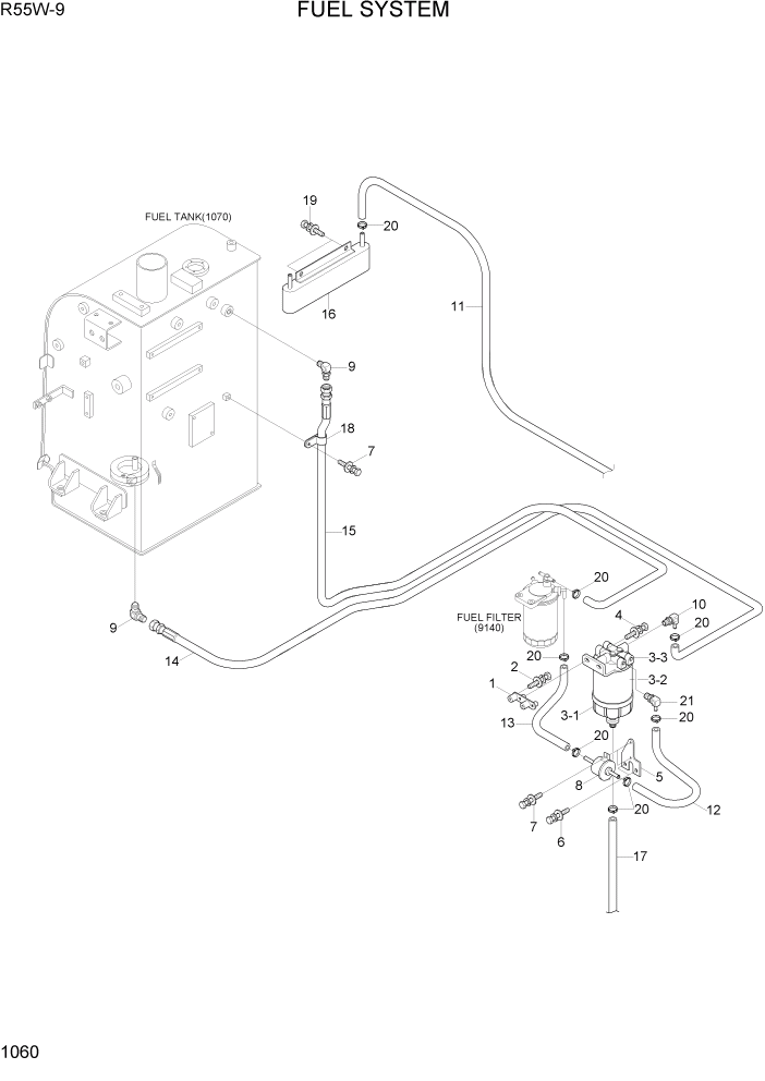 Схема запчастей Hyundai R55W-9 - PAGE 1060 FUEL SYSTEM СИСТЕМА ДВИГАТЕЛЯ
