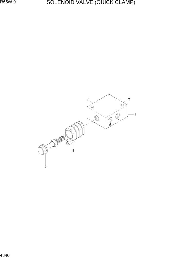 Схема запчастей Hyundai R55W-9 - PAGE 4340 SOLENOID VALVE(OUICK CLAMP) ГИДРАВЛИЧЕСКИЕ КОМПОНЕНТЫ