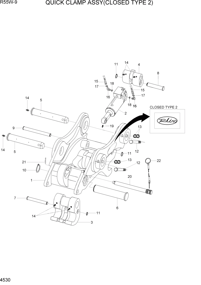 Схема запчастей Hyundai R55W-9 - PAGE 4530 QUICK CLAMP ASSY(CLOSED TYPE 2) ГИДРАВЛИЧЕСКИЕ КОМПОНЕНТЫ