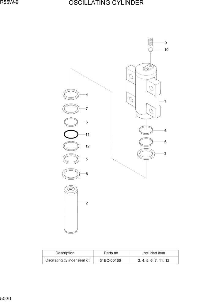 Схема запчастей Hyundai R55W-9 - PAGE 5030 OSCILLATING CYLINDER ТРАНСМИССИЯ