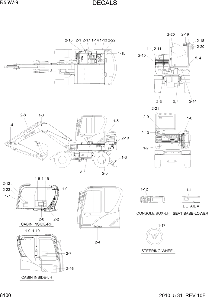 Схема запчастей Hyundai R55W-9 - PAGE 8100 DECALS ДРУГИЕ ЧАСТИ