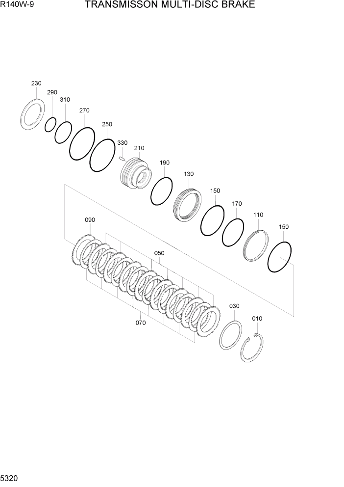 Схема запчастей Hyundai R140W9 - PAGE 5320 TRANSMISSION MULTI-DISC BRAKE ТРАНСМИССИЯ