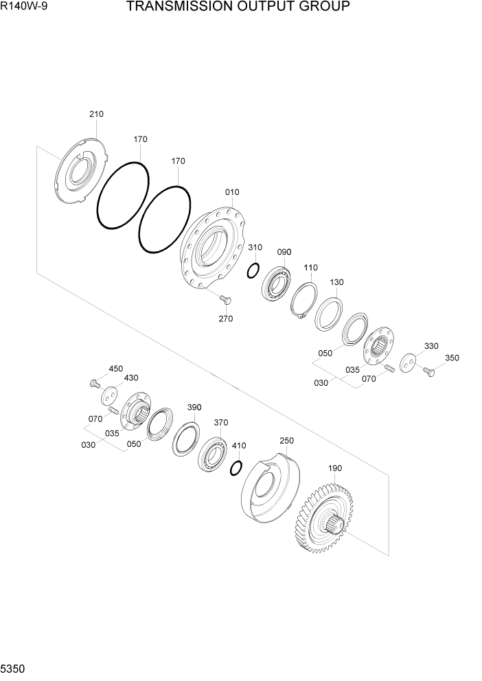 Схема запчастей Hyundai R140W9 - PAGE 5350 TRANSMISSION OUTPUT GROUP ТРАНСМИССИЯ