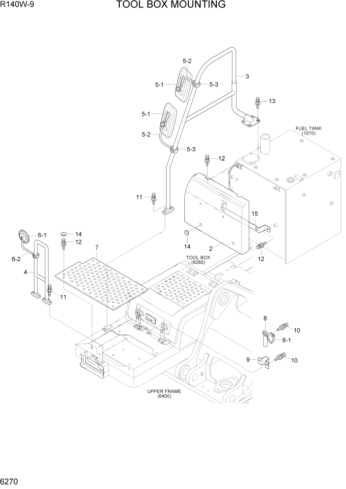 Схема запчастей Hyundai R140W9 - PAGE 6270 TOOL BOX MOUNTING СТРУКТУРА