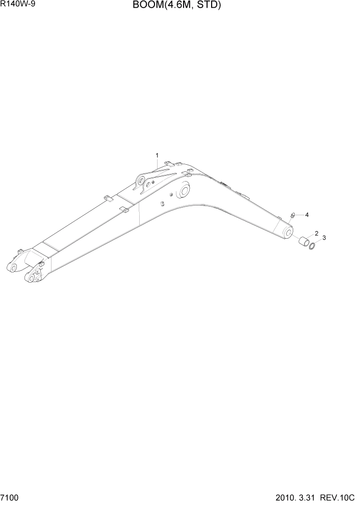 Схема запчастей Hyundai R140W9 - PAGE 7100 BOOM(4.6M, STD) РАБОЧЕЕ ОБОРУДОВАНИЕ