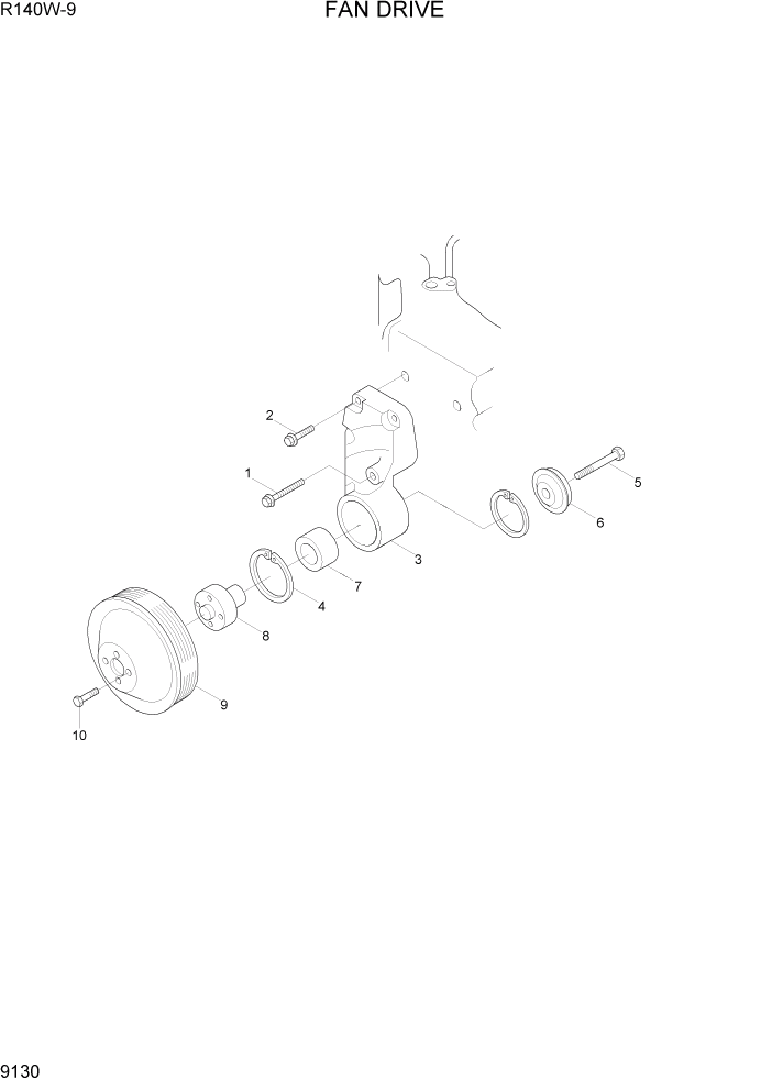Схема запчастей Hyundai R140W9 - PAGE 9130 FAN DRIVE ДВИГАТЕЛЬ БАЗА