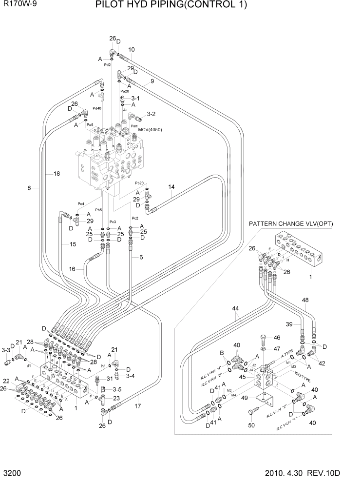 Схема запчастей Hyundai R170W9 - PAGE 3200 PILOT HYD PIPING(CONTROL 1) ГИДРАВЛИЧЕСКАЯ СИСТЕМА