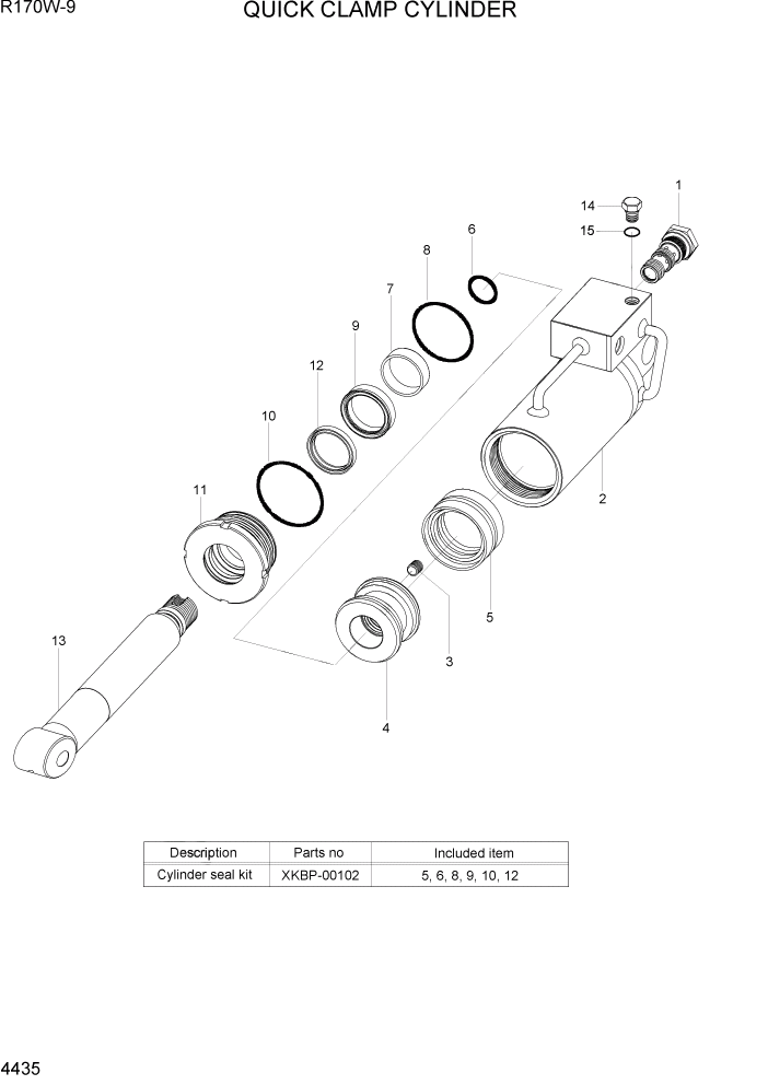 Схема запчастей Hyundai R170W9 - PAGE 4435 QUICK CLAMP CYLINDER ГИДРАВЛИЧЕСКИЕ КОМПОНЕНТЫ