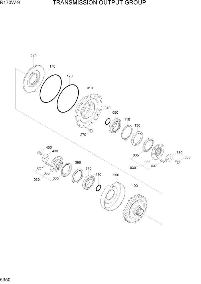 Схема запчастей Hyundai R170W9 - PAGE 5350 TRANSMISSION OUTPUT GROUP ТРАНСМИССИЯ