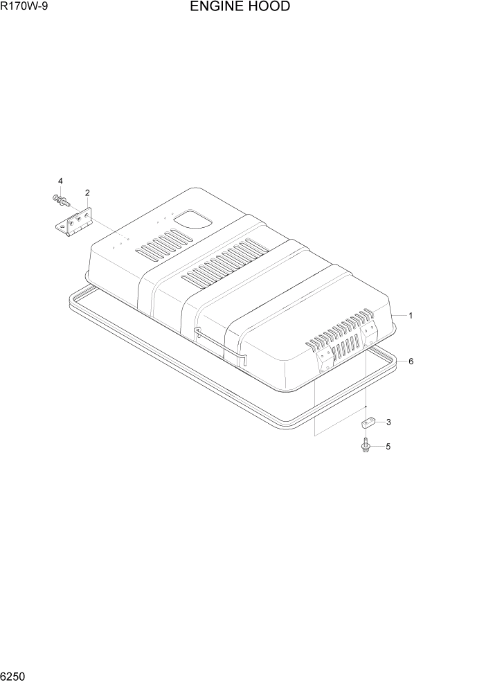 Схема запчастей Hyundai R170W9 - PAGE 6250 ENGINE HOOD СТРУКТУРА