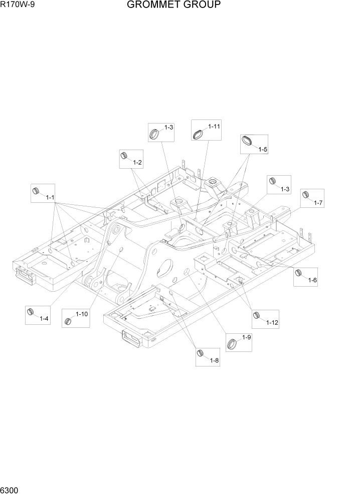 Схема запчастей Hyundai R170W9 - PAGE 6300 GROMMET GROUP СТРУКТУРА