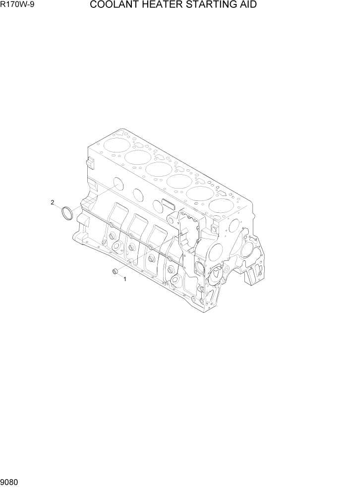 Схема запчастей Hyundai R170W9 - PAGE 9080 COOLANT HEATER STARTING AID ДВИГАТЕЛЬ БАЗА