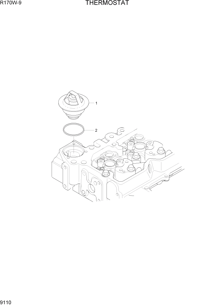 Схема запчастей Hyundai R170W9 - PAGE 9110 THERMOSTAT ДВИГАТЕЛЬ БАЗА