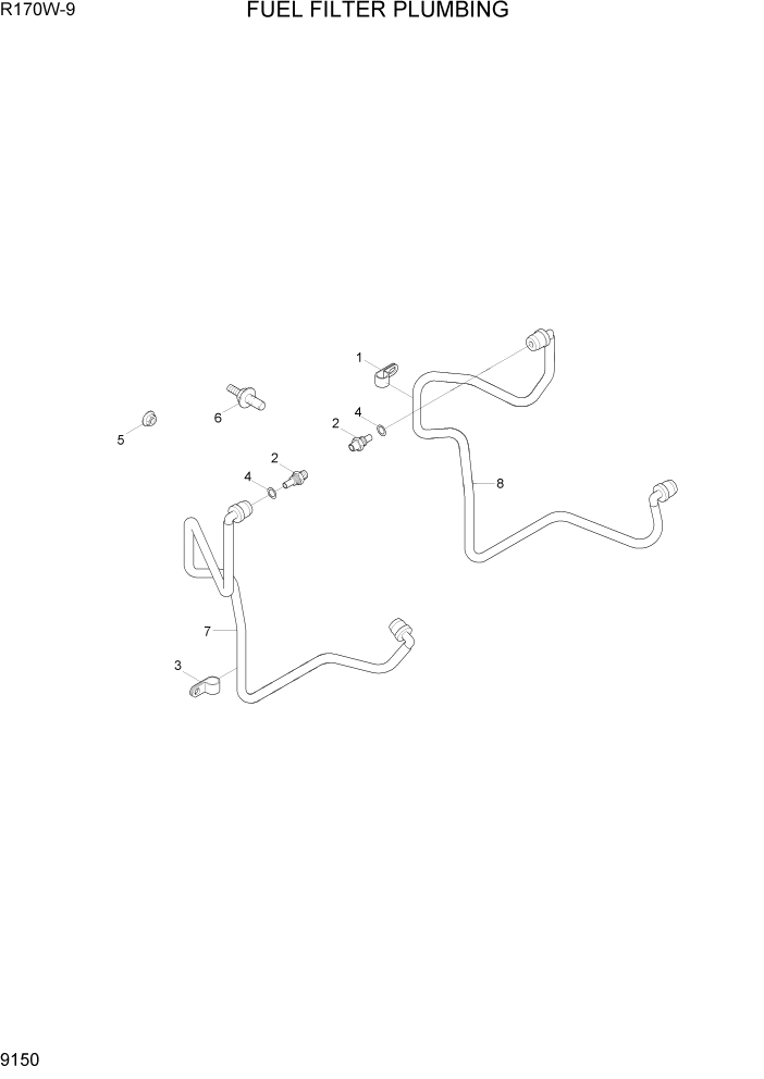 Схема запчастей Hyundai R170W9 - PAGE 9150 FUEL FILTER PLUMBING ДВИГАТЕЛЬ БАЗА