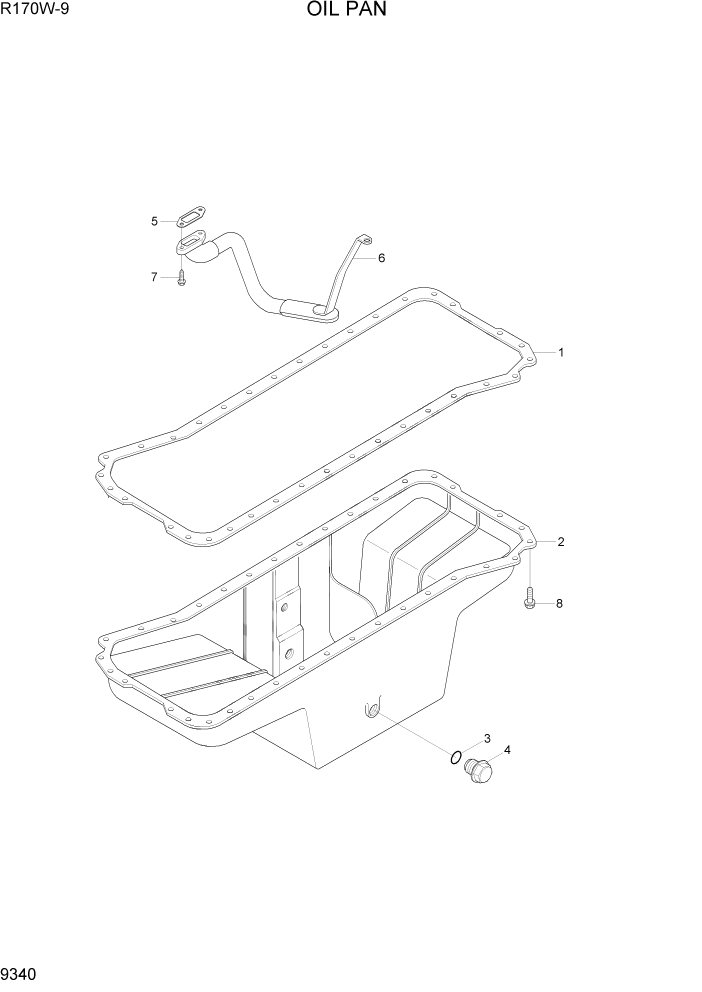 Схема запчастей Hyundai R170W9 - PAGE 9340 OIL PAN ДВИГАТЕЛЬ БАЗА