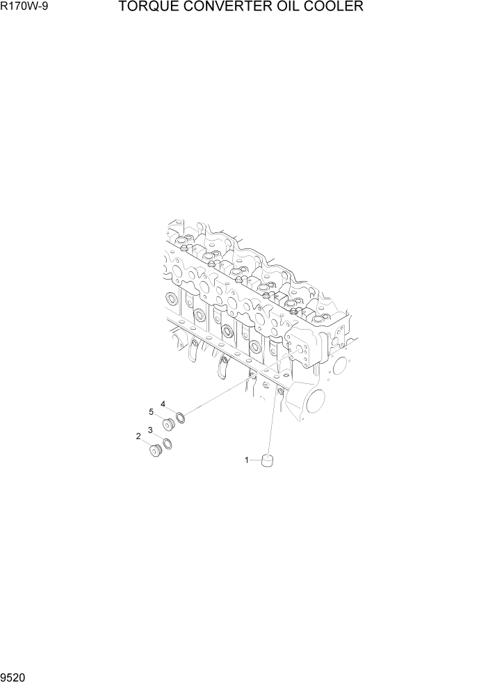 Схема запчастей Hyundai R170W9 - PAGE 9520 TORQUE CONVERTER OIL COOLER ДВИГАТЕЛЬ БАЗА