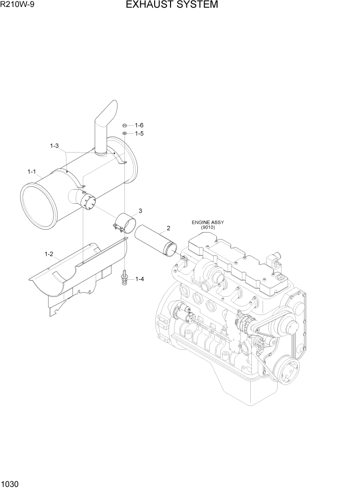 Схема запчастей Hyundai R210W-9 - PAGE 1030 EXHAUST SYSTEM СИСТЕМА ДВИГАТЕЛЯ