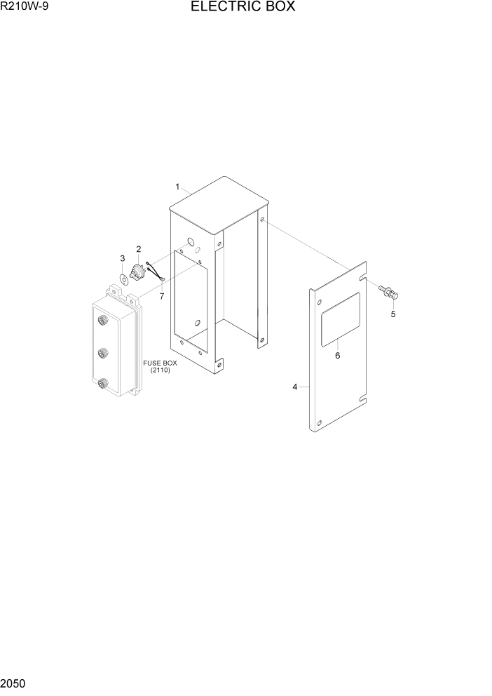 Схема запчастей Hyundai R210W-9 - PAGE 2050 ELECTRIC BOX ЭЛЕКТРИЧЕСКАЯ СИСТЕМА
