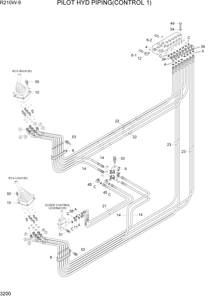 Схема запчастей Hyundai R210W-9 - PAGE 3200 PILOT HYD PIPING(CONTROL 1) ГИДРАВЛИЧЕСКАЯ СИСТЕМА