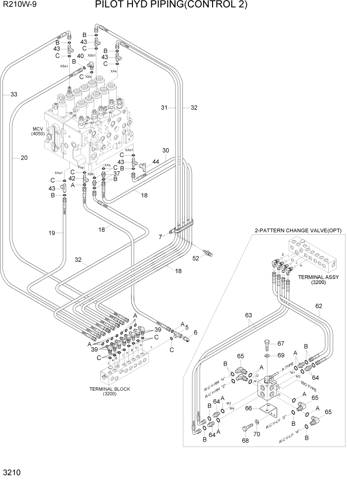 Схема запчастей Hyundai R210W-9 - PAGE 3210 PILOT HYD PIPING(CONTROL 2) ГИДРАВЛИЧЕСКАЯ СИСТЕМА