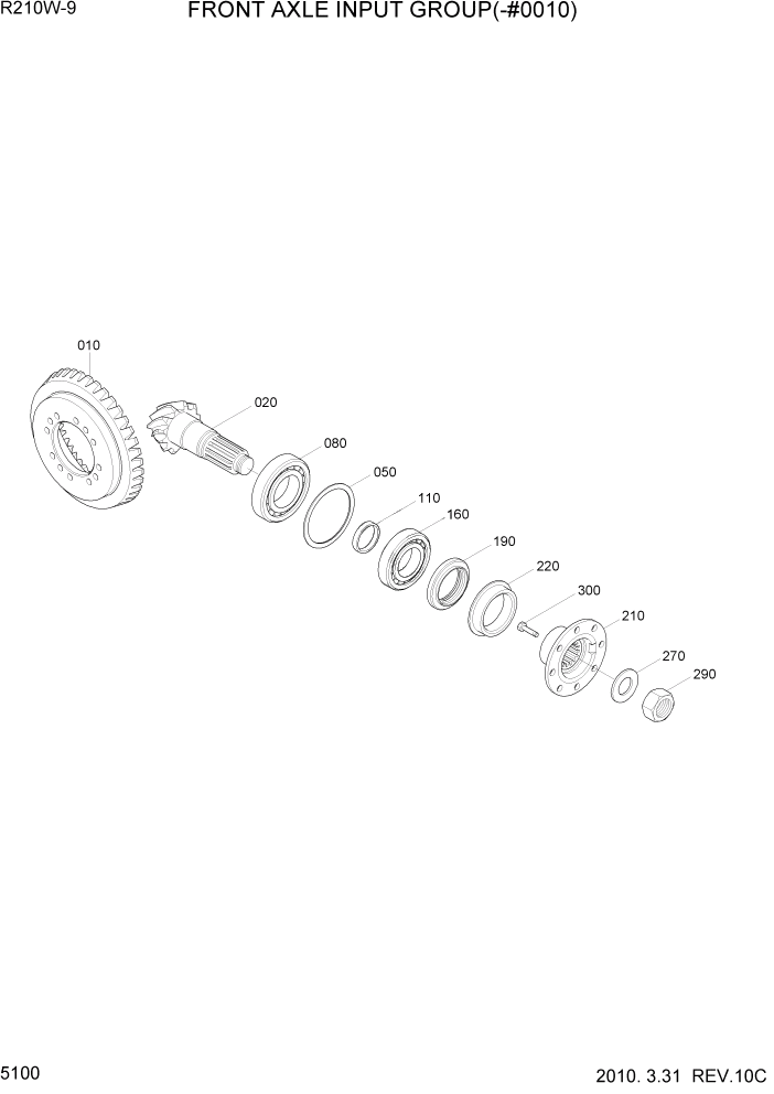 Схема запчастей Hyundai R210W-9 - PAGE 5100 FRONT AXLE INPUT GROUP(-#0010) ТРАНСМИССИЯ