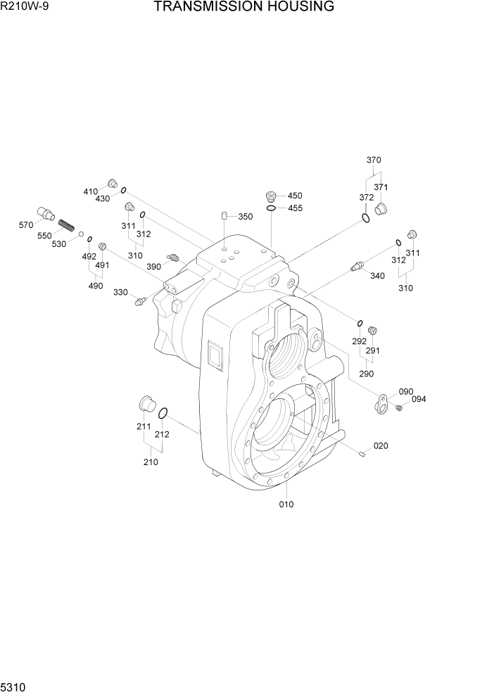 Схема запчастей Hyundai R210W-9 - PAGE 5310 TRANSMISSION HOUSING ТРАНСМИССИЯ