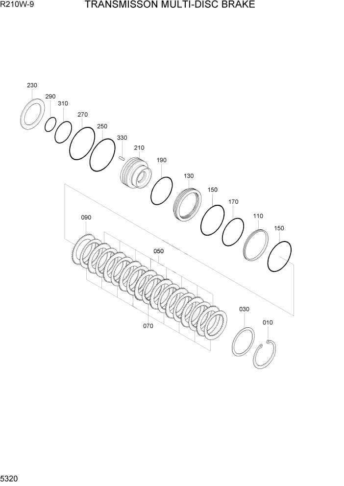 Схема запчастей Hyundai R210W-9 - PAGE 5320 TRANSMISSION MULTI-DISC BRAKE ТРАНСМИССИЯ